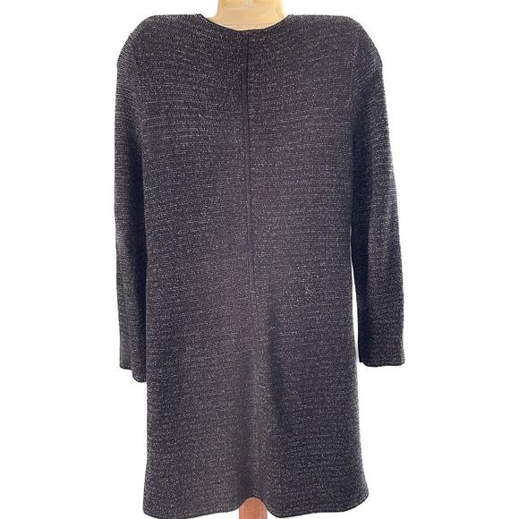 Talbots M Petite Black Gray marled Long zip Cardigan Sweater - Picture 3 of 9